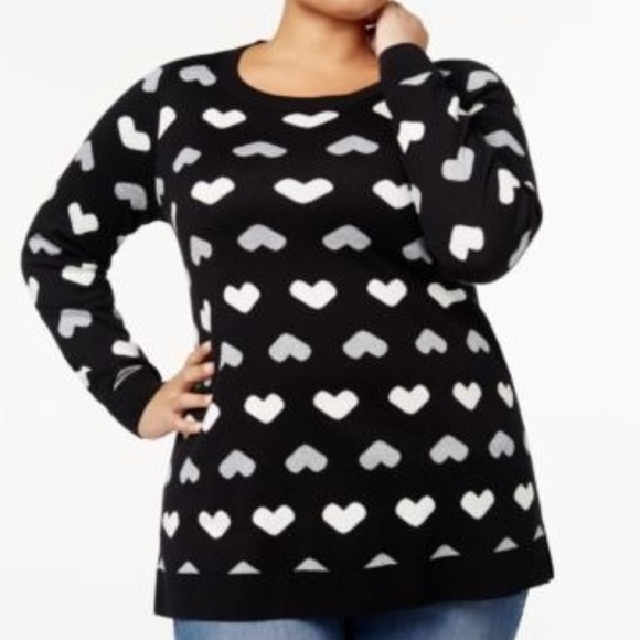 Charter Club Plus Size Heart-Print Sweater - Picture 5 of 5